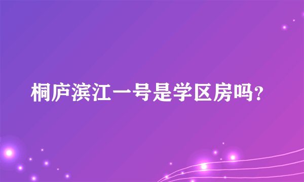 桐庐滨江一号是学区房吗？