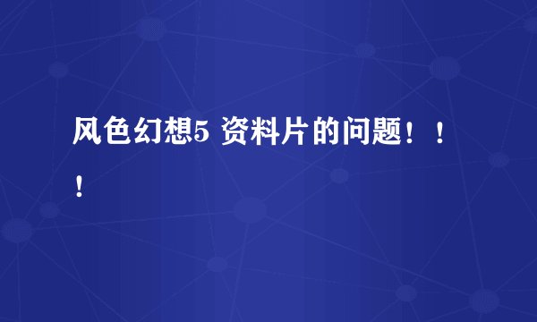 风色幻想5 资料片的问题!!!