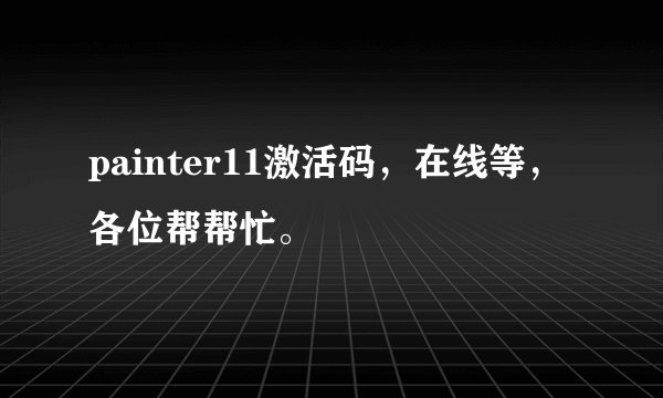 painter11激活码，在线等，各位帮帮忙。