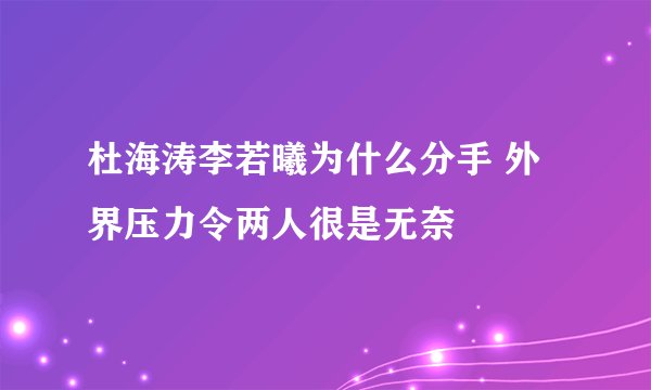 杜海涛李若曦为什么分手 外界压力令两人很是无奈