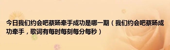 今日我们约会吧蔡旸牵手成功是哪一期(我们约会吧蔡旸成功牵手,歌词有每时每刻每分每秒)