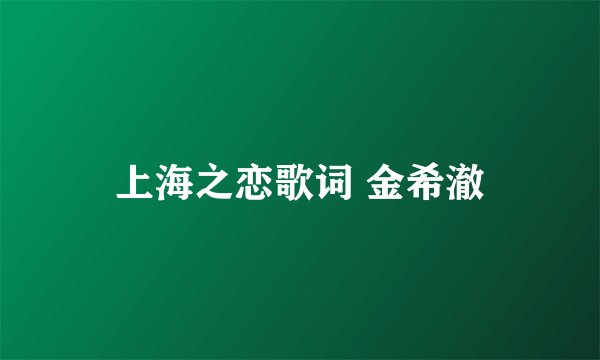 上海之恋歌词 金希澈