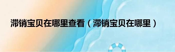 滞销宝贝在哪里查看（滞销宝贝在哪里）