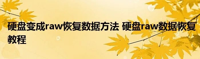 硬盘变成raw恢复数据方法 硬盘raw数据恢复教程
