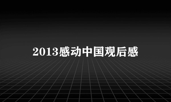 2013感动中国观后感