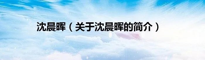 沈晨晖（关于沈晨晖的简介）