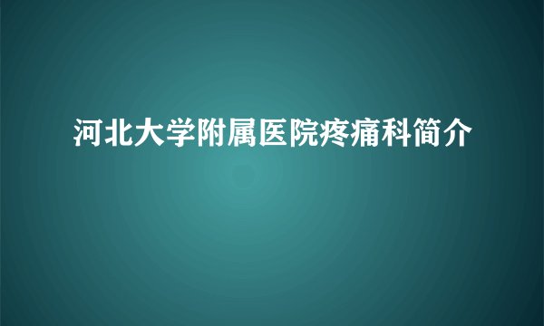 河北大学附属医院疼痛科简介