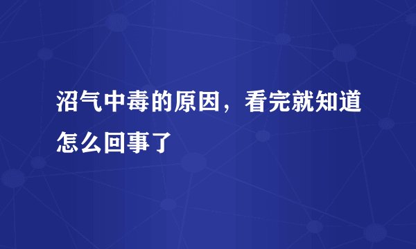 沼气中毒的原因,看完就知道怎么回事了