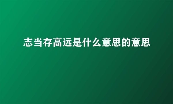 志当存高远是什么意思的意思