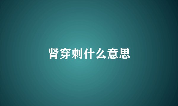 肾穿刺什么意思