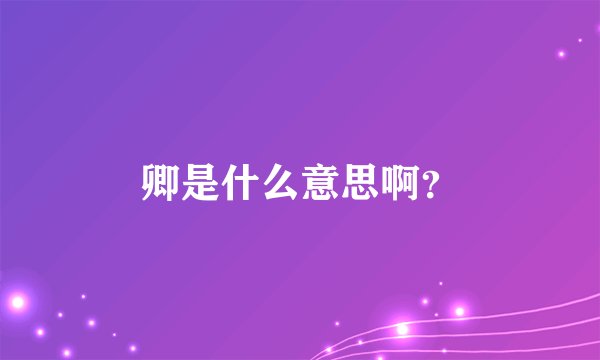 卿是什么意思啊？