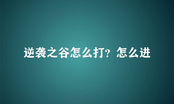 逆袭之谷怎么打?怎么进