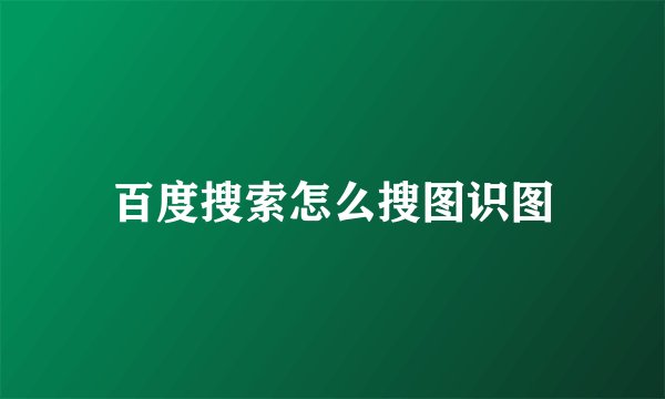百度搜索怎么搜图识图