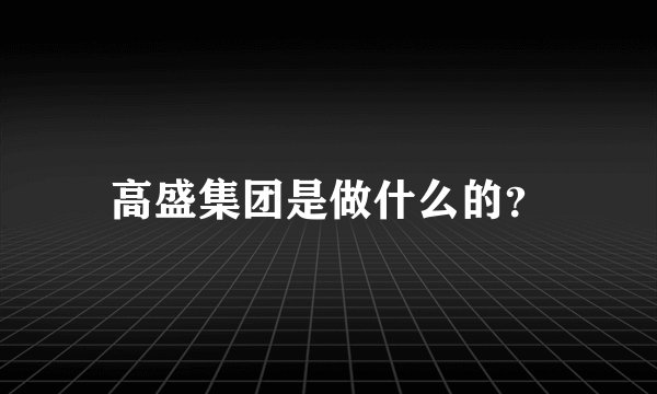 高盛集团是做什么的?