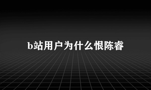 b站用户为什么恨陈睿