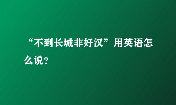 “不到长城非好汉”用英语怎么说?