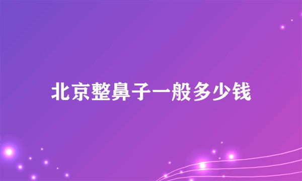 北京整鼻子一般多少钱