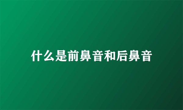 什么是前鼻音和后鼻音