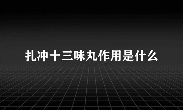 扎冲十三味丸作用是什么