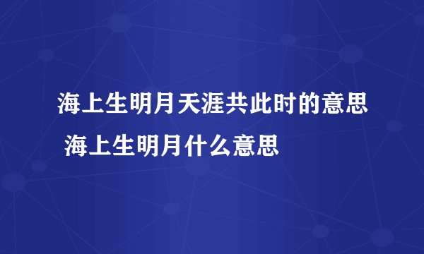 海上生明月天涯共此时的意思 海上生明月什么意思