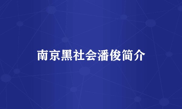 南京黑社会潘俊简介