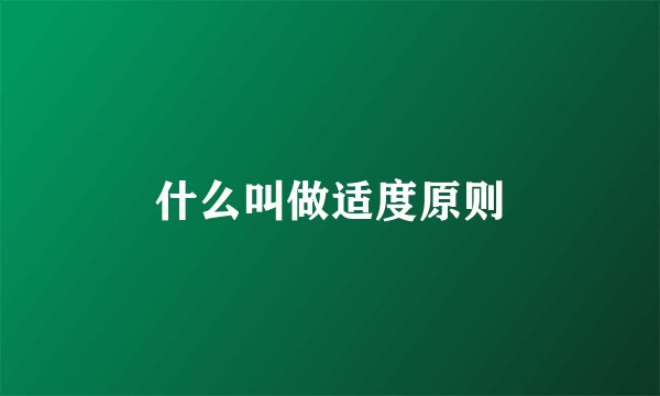 什么叫做适度原则