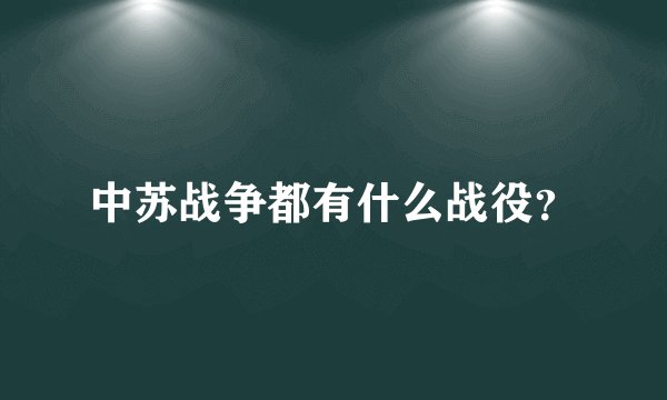 中苏战争都有什么战役?