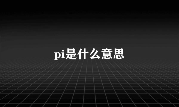 pi是什么意思