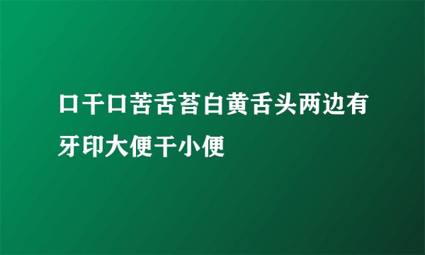 口干口苦舌苔白黄舌头两边有牙印大便干小便