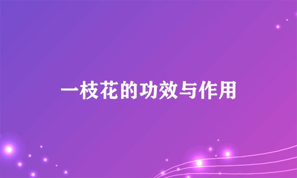 一枝花的功效与作用