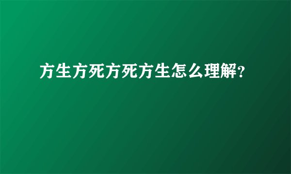 方生方死方死方生怎么理解？