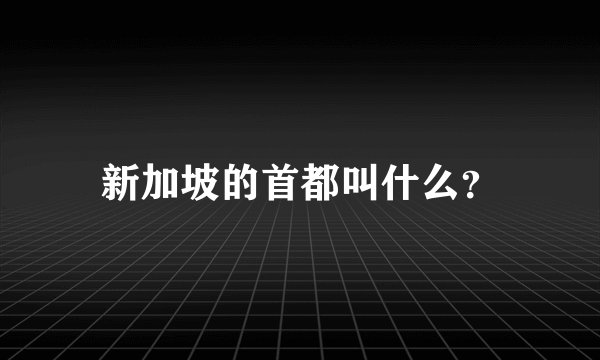新加坡的首都叫什么？