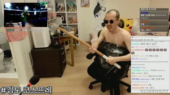 《和班尼特福迪一起攻克难关(Getting Over It with Bennett Foddy)》虐哭韩国主播 当众剃光头还赤裸上身直播