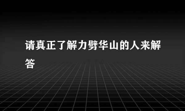 请真正了解力劈华山的人来解答
