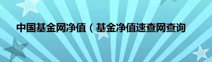 中国基金网净值（基金净值速查网查询
