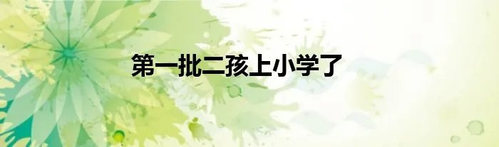 第一批二孩上小学了