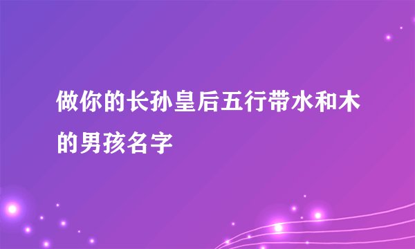 做你的长孙皇后五行带水和木的男孩名字
