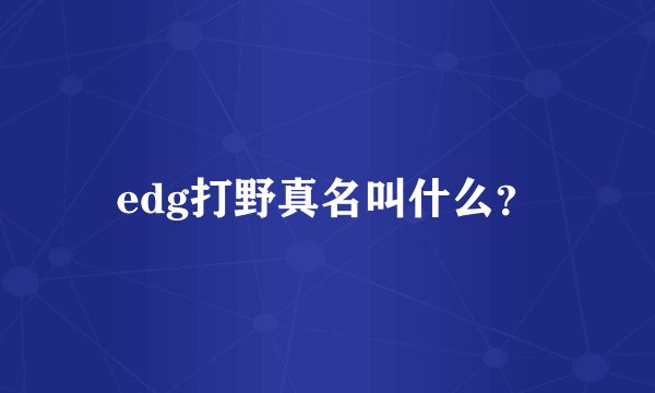 edg打野真名叫什么?