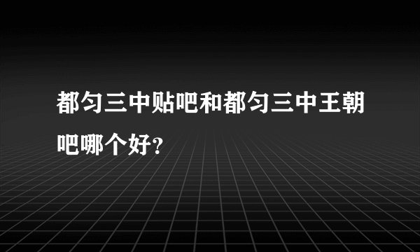都匀三中贴吧和都匀三中王朝吧哪个好？