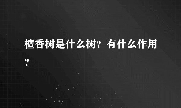 檀香树是什么树？有什么作用？