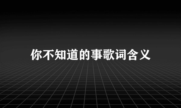 你不知道的事歌词含义