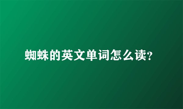 蜘蛛的英文单词怎么读？