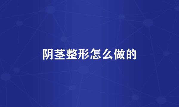 阴茎整形怎么做的