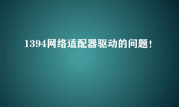 1394网络适配器驱动的问题！