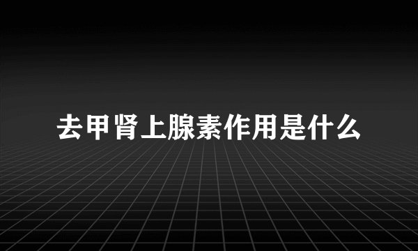 去甲肾上腺素作用是什么