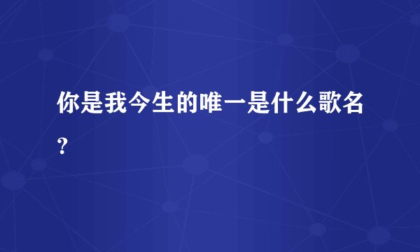 你是我今生的唯一是什么歌名？