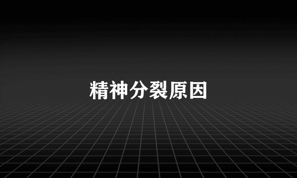 精神分裂原因