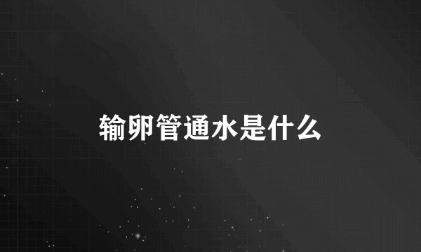 输卵管通水是什么