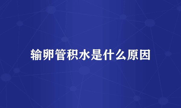 输卵管积水是什么原因
