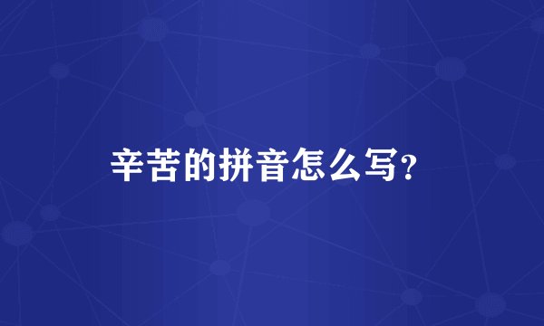 辛苦的拼音怎么写？
